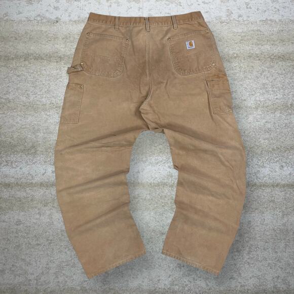 Vintage Carhartt Double Knees Carpenter Pants Tan Union Made in USA Baggy 90s - Picture 1 of 10